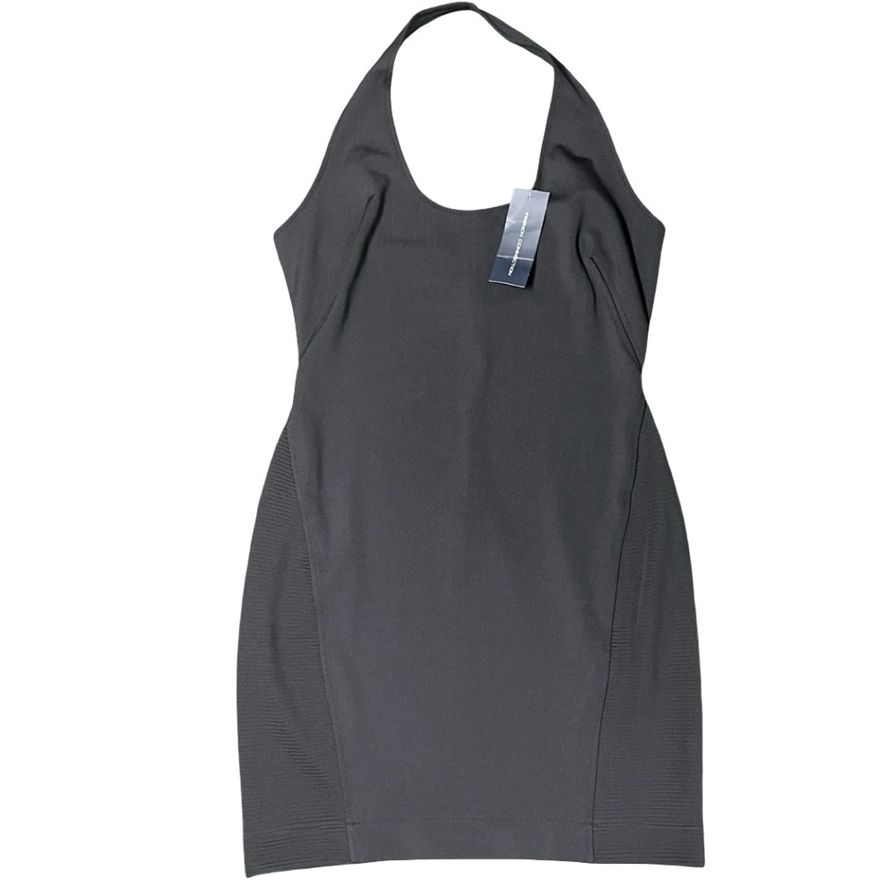 NWT French Connection Black Rita Knits Halter Mini‎ Dress Ribbed Bodycon Size 12